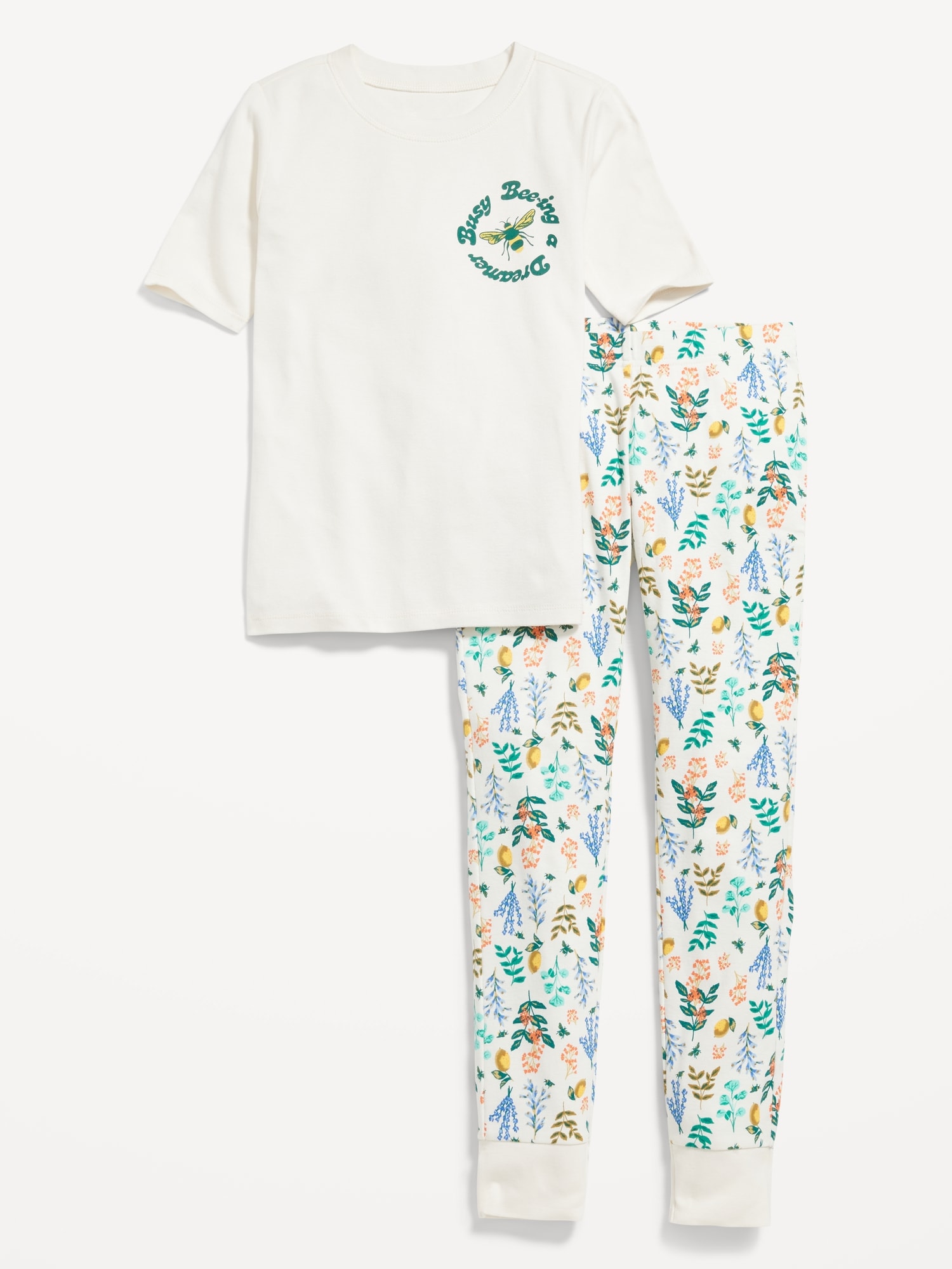 Printed Rib-Knit Pajama Set for Girls