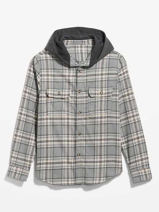 Image number 1 showing, Hooded Soft-Brushed Flannel Shirt