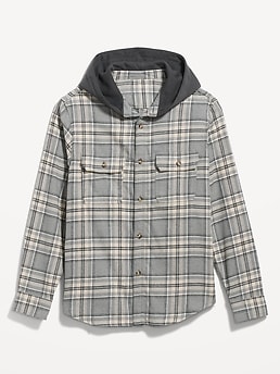 Hooded Soft-Brushed Flannel Shirt for Men | Old Navy