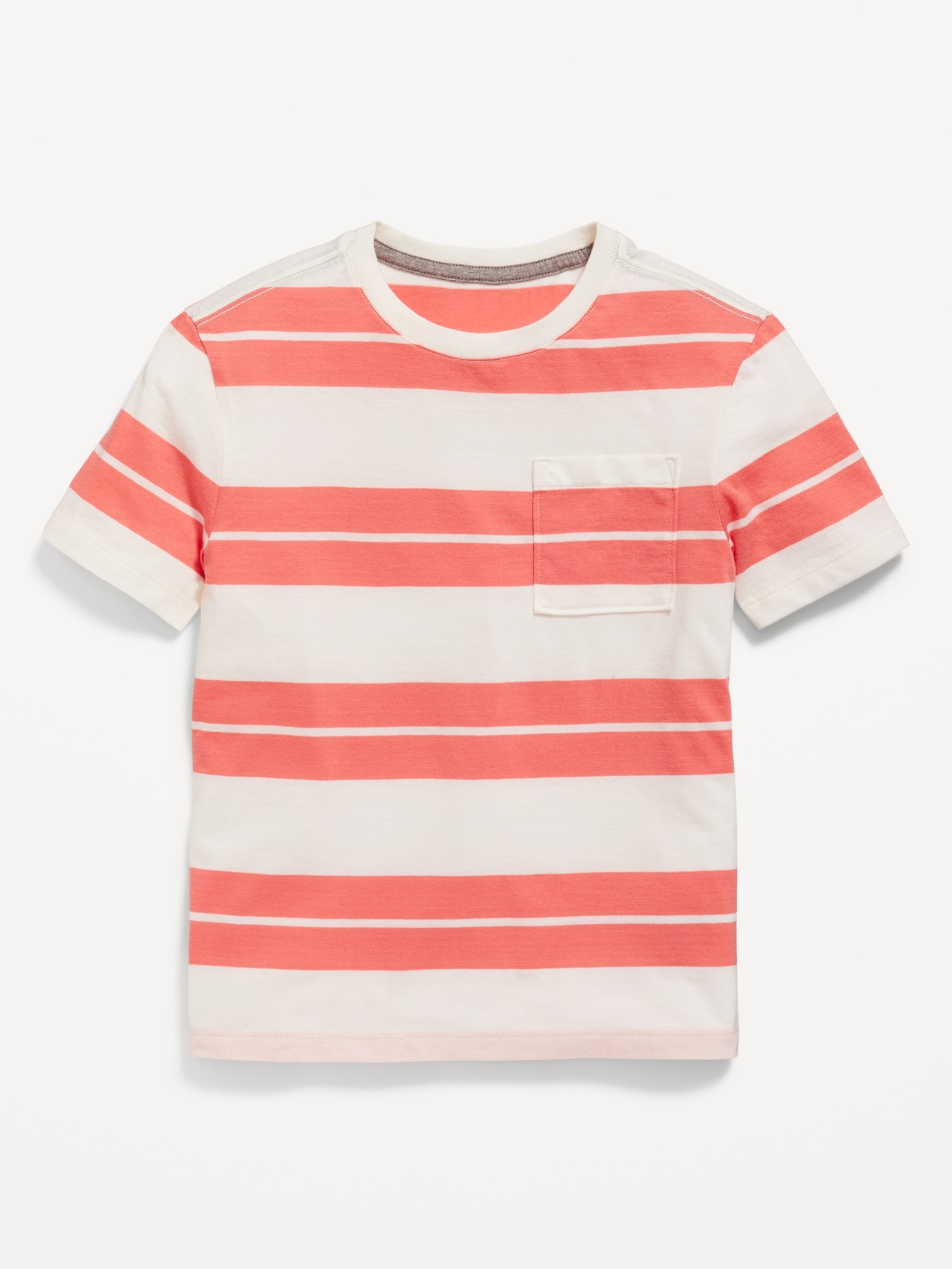 Old Navy Softest Short-Sleeve Striped Pocket T-Shirt for Boys red. 1