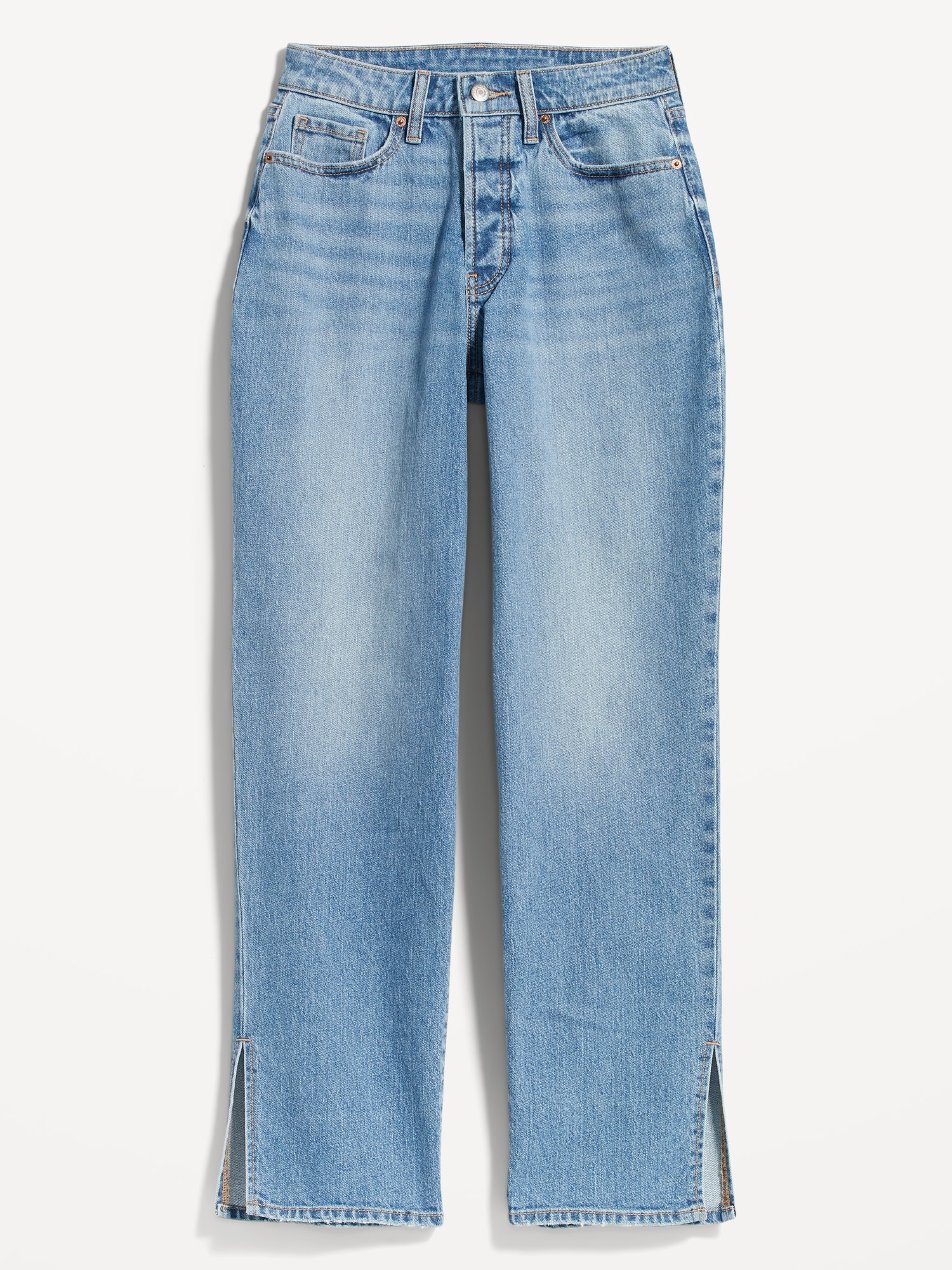 Curvy High-Waisted Button-Fly OG Loose Side-Slit Jeans