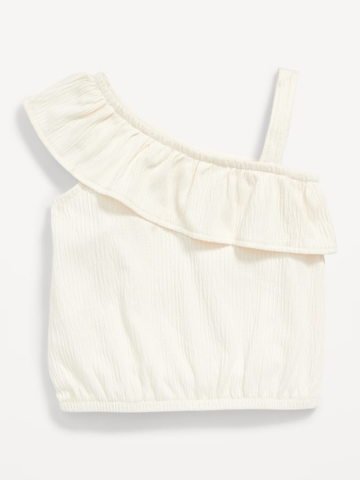 View large product image 2 of 2. Ruffled Puckered-Jacquard Knit One-Shoulder Top for Baby