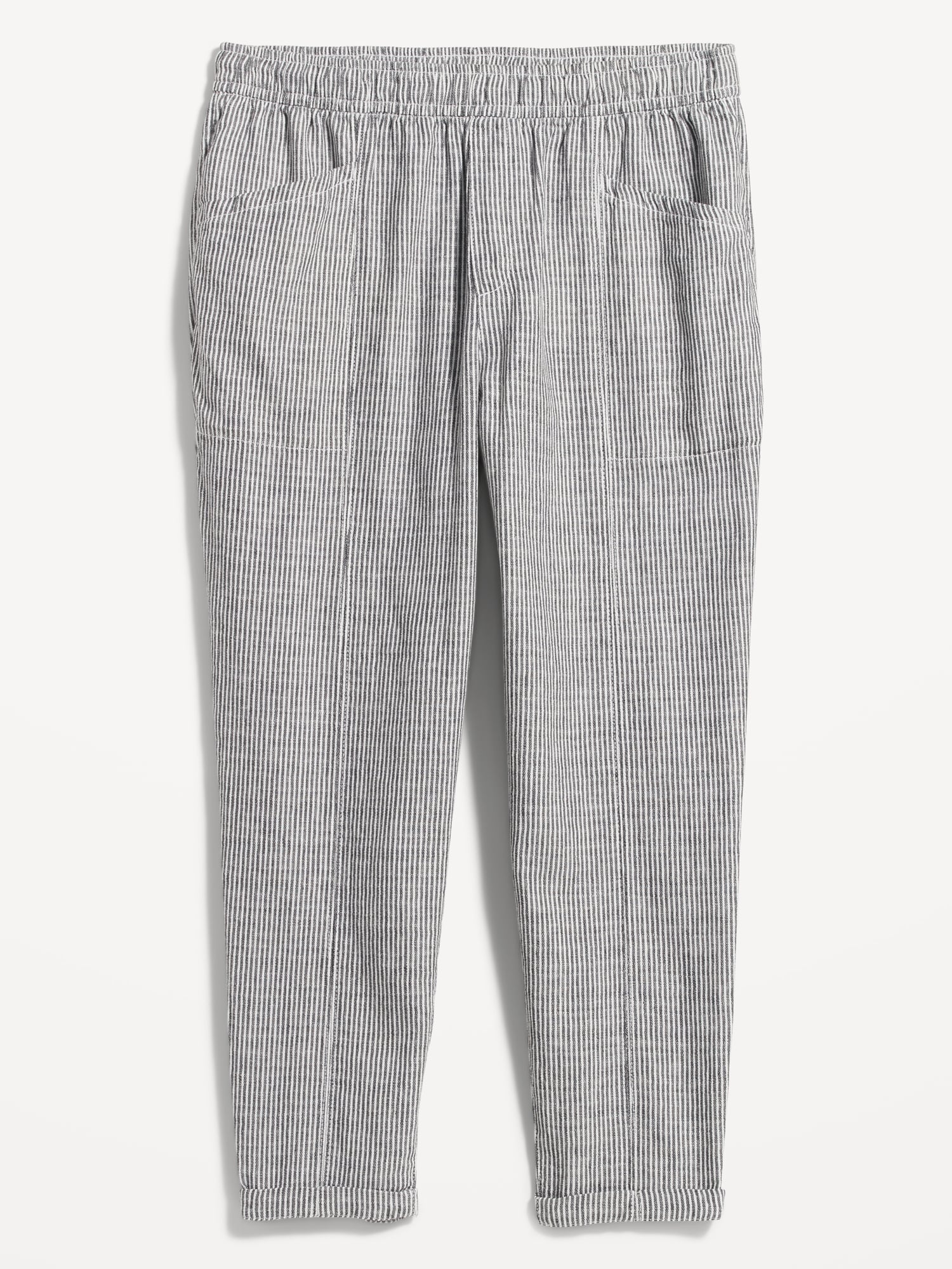 Linen Cotton Tapered Pants (Stripe)