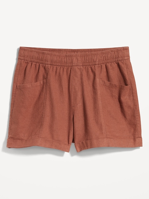 Image number 4 showing, High-Waisted Linen-Blend Utility Shorts -- 3.5-inch inseam