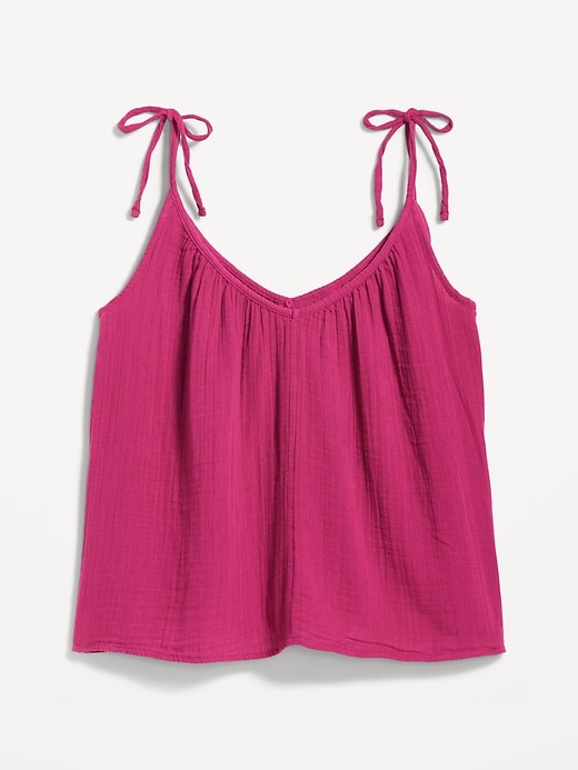 Image number 4 showing, Tie-Shoulder Double-Weave Cami Swing Top for Women