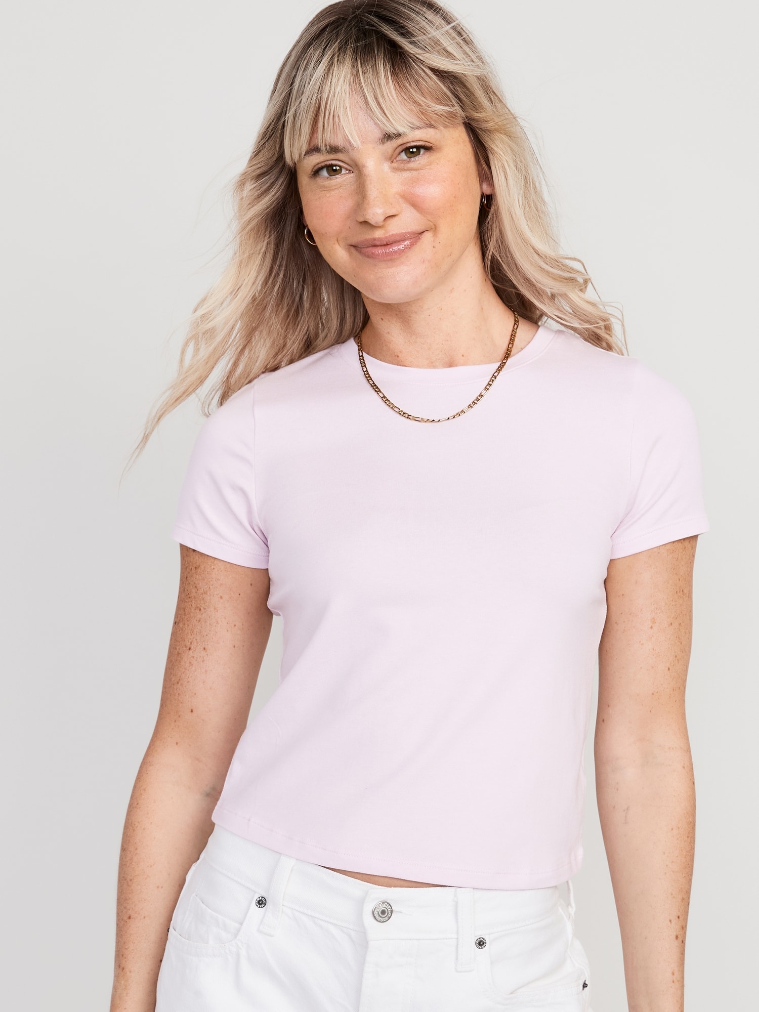 Old Navy Cropped Slim-Fit T-Shirt for Women pink. 1