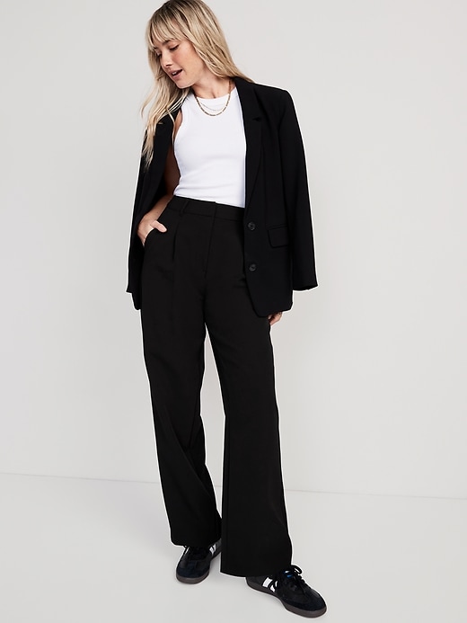 Image number 3 showing, Extra High-Waisted Pleated Taylor Trouser Wide-Leg Pants for Women
