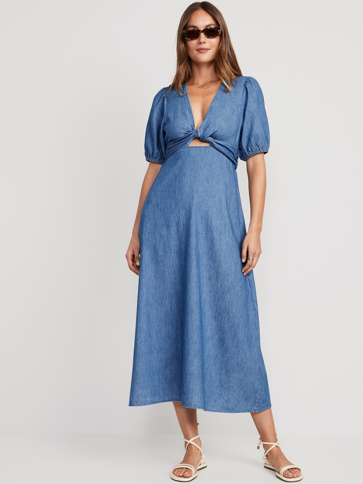 Old Navy Fit & Flare Twist-Front Maxi Dress for Women blue. 1
