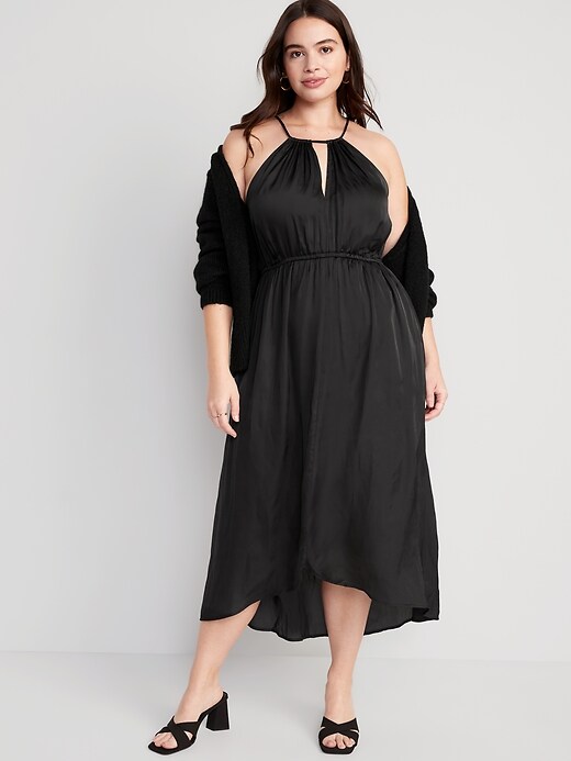 Waist-Defined Halter Satin Maxi Dress | Old Navy