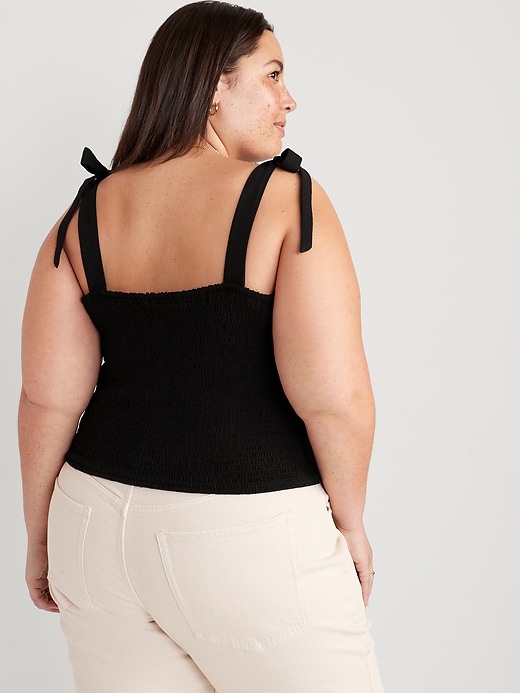 Image number 8 showing, Fitted Tie-Shoulder Cropped Dobby Corset Cami Top
