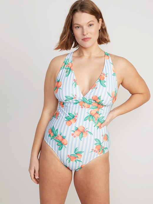 Image number 5 showing, Matching V-Neck One-Piece Swimsuit