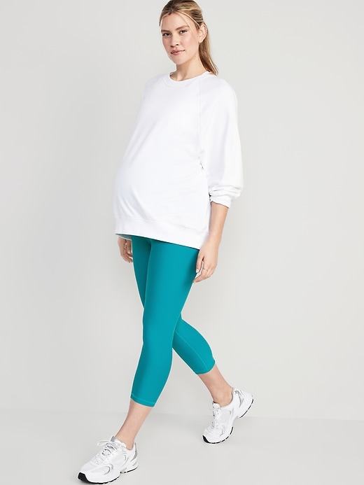 Image number 7 showing, Maternity Full-Panel PowerSoft Crop Leggings