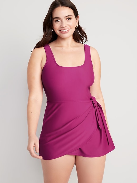 Image number 5 showing, Wrap-Front Swim Dress