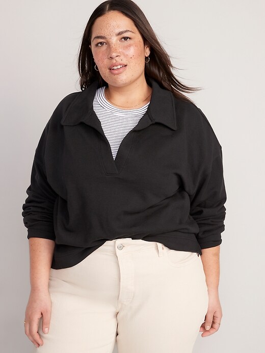 Image number 7 showing, Slouchy Polo Pullover Sweatshirt
