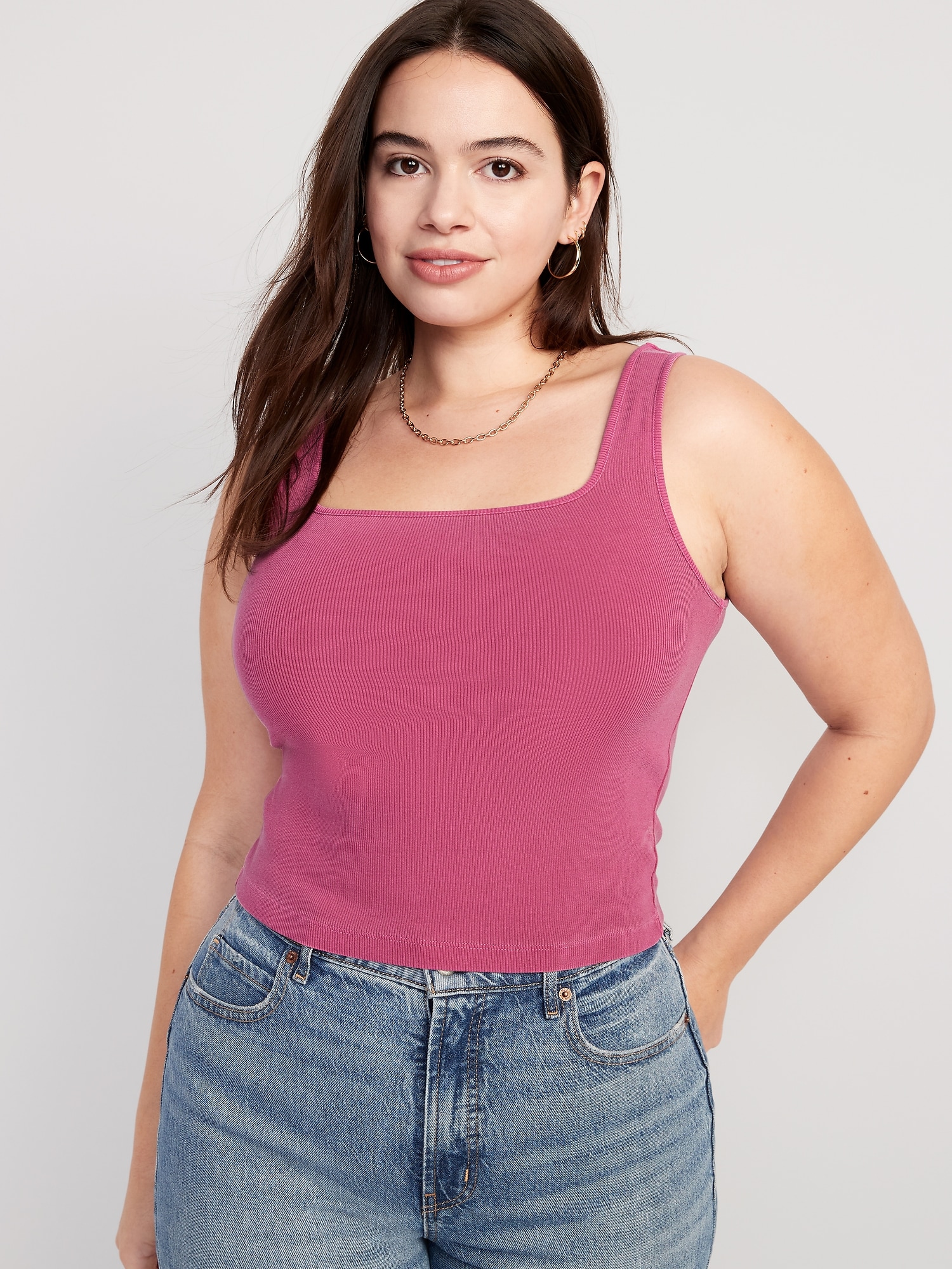 Plus Size Ribbed Cropped Tank Top