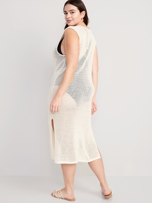Image number 6 showing, Sleeveless Crochet Midi Swim Cover-Up Dress