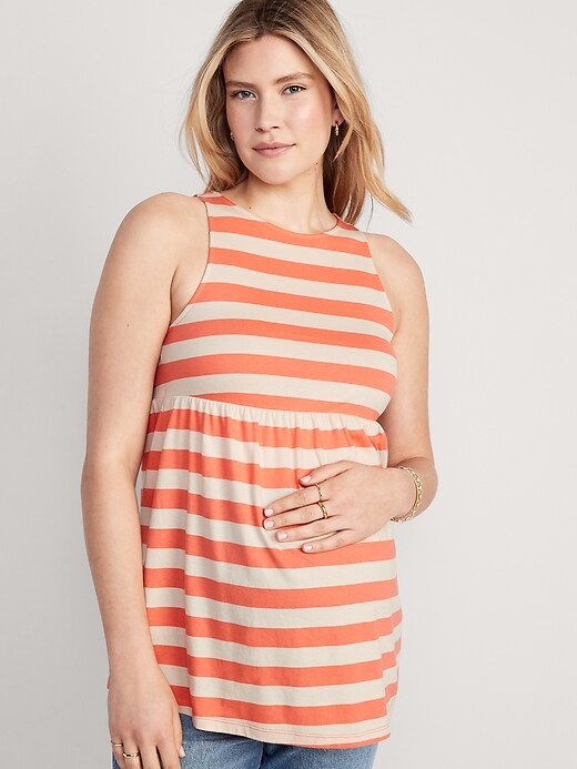 View large product image 1 of 2. Maternity EveryWear Sleeveless Jersey Peplum Top