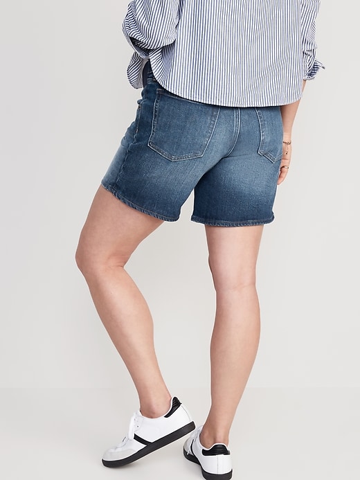 Image number 2 showing, Maternity Front Low Panel OG Straight Jean Shorts -- 5-inch inseam