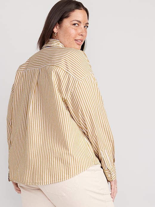 Image number 8 showing, Striped Cropped Utility Boyfriend Shirt