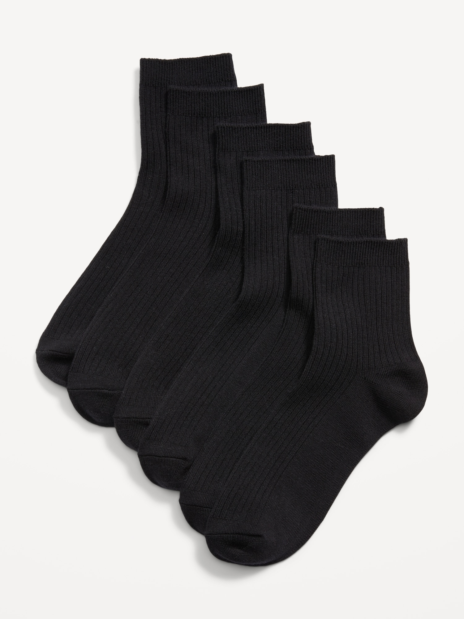 Old Navy Quarter Crew Socks 3-Pack for Women black. 1