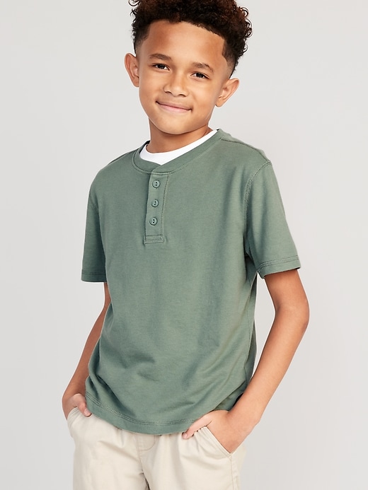 View large product image 1 of 5. Short-Sleeve Henley T-Shirt for Boys