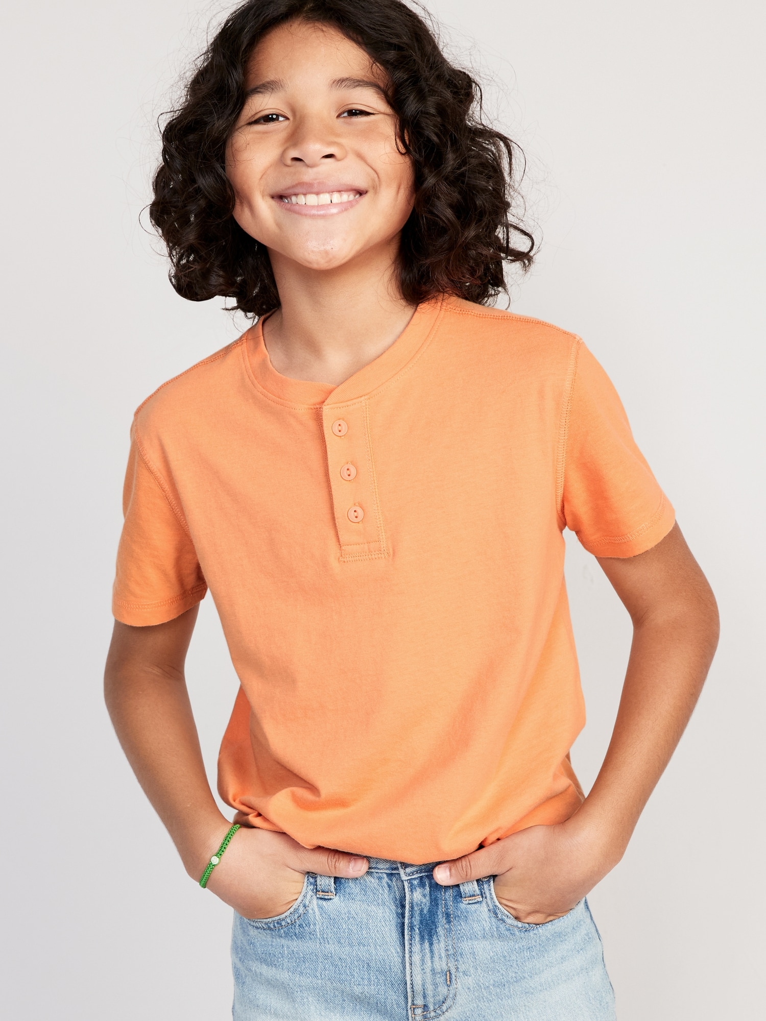 Old Navy Short-Sleeve Henley T-Shirt for Boys orange. 1