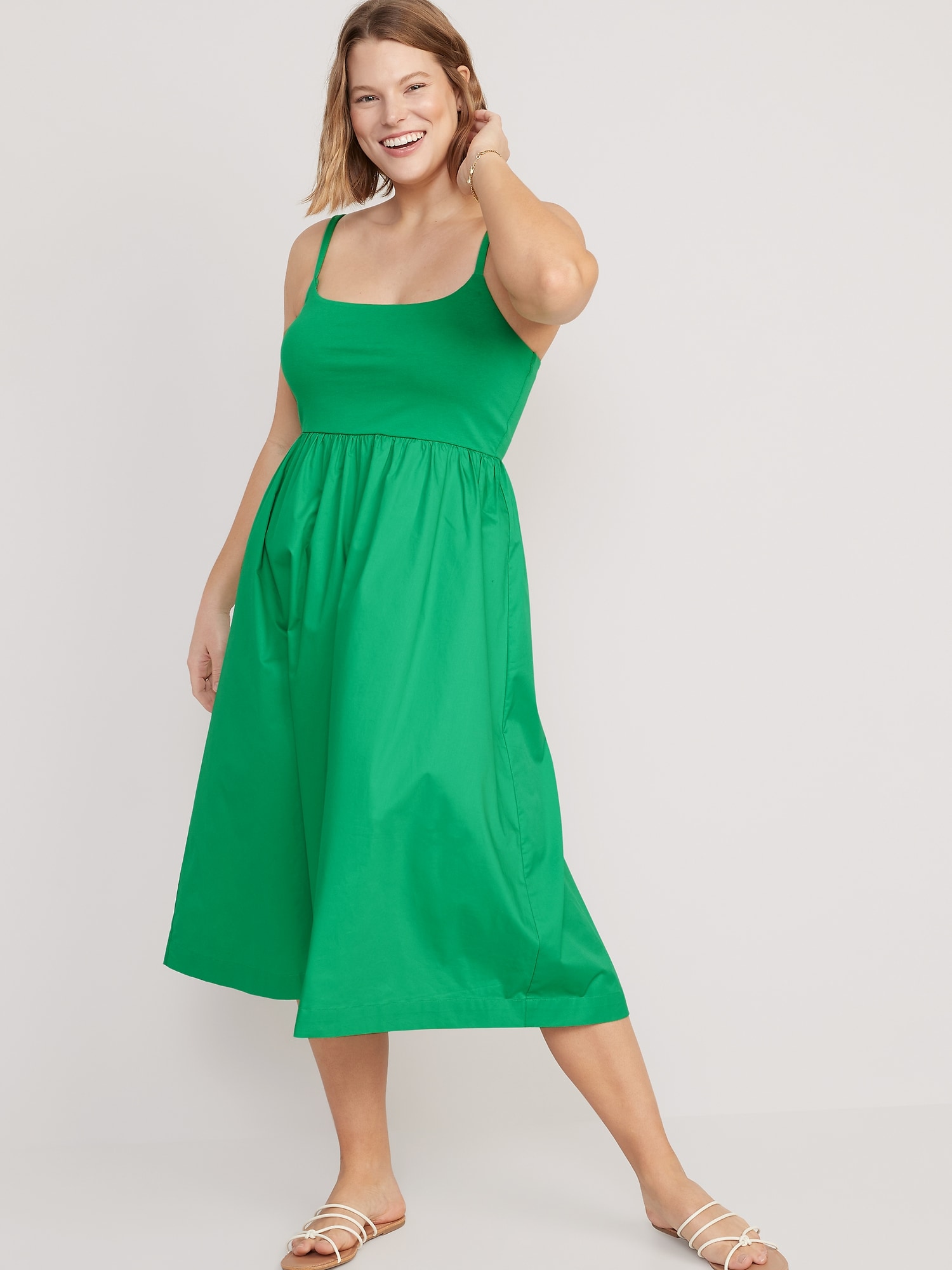 Fit & Flare Combination Midi Cami Dress for Women | Old Navy