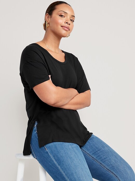 Oversized Luxe Voop-Neck Tunic T-Shirt for Women | Old Navy