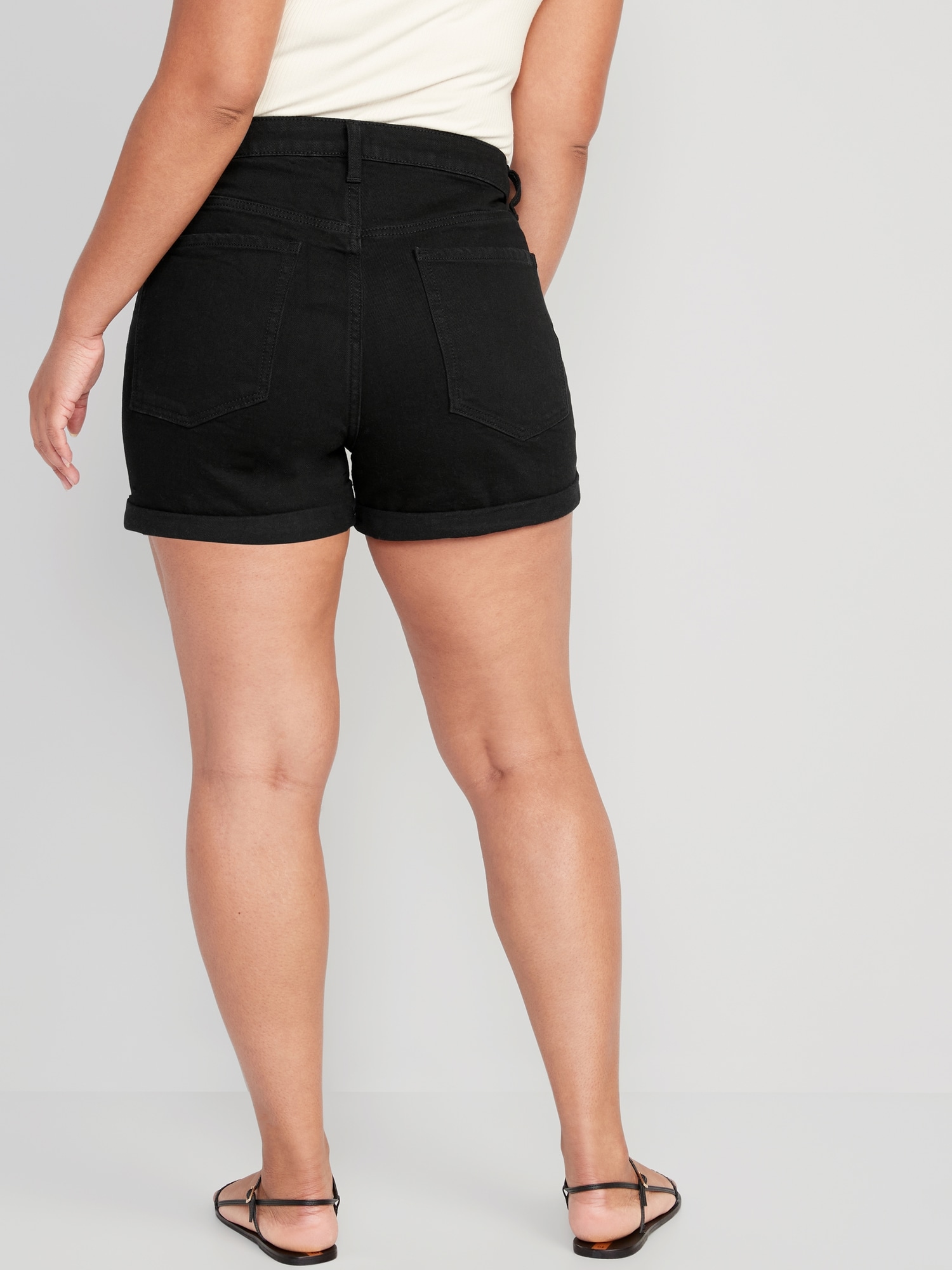 High-Waisted OG Cuffed Black Jean Shorts for -- inseam | Old Navy