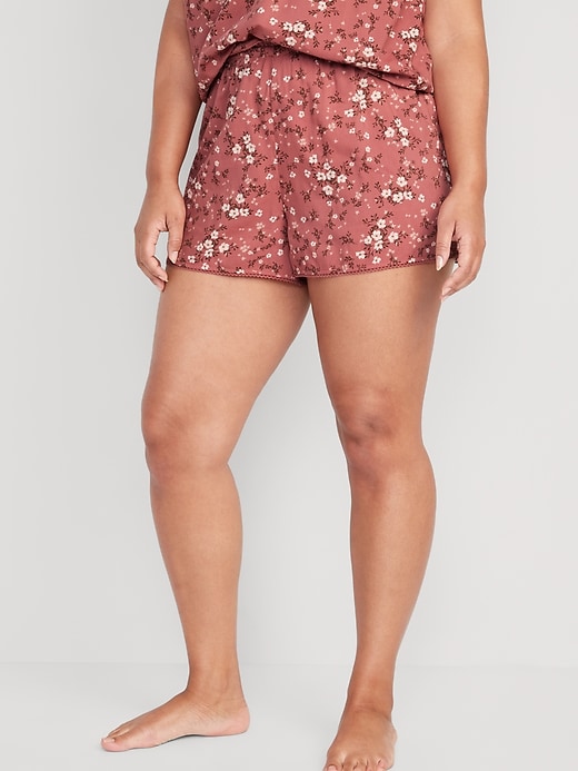 Image number 5 showing, High-Waisted Floral Pajama Shorts -- 3-inch inseam
