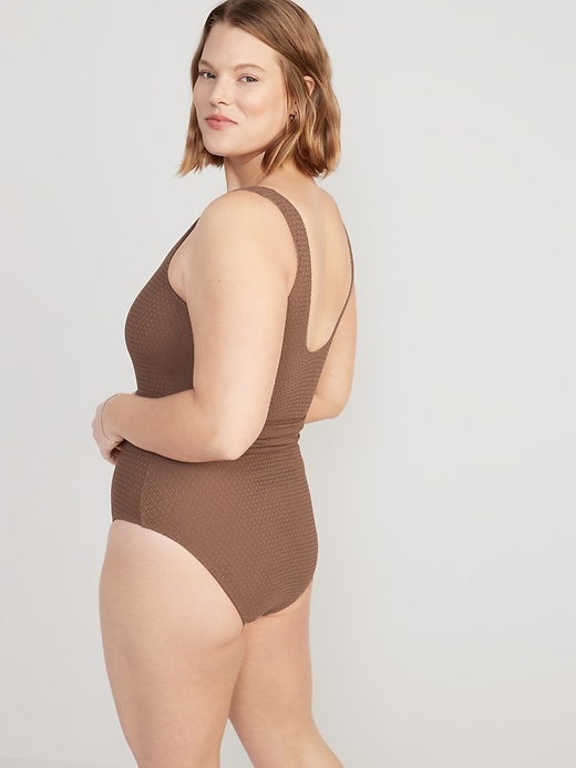 Image number 6 showing, Belted Crochet One-Piece Swimsuit