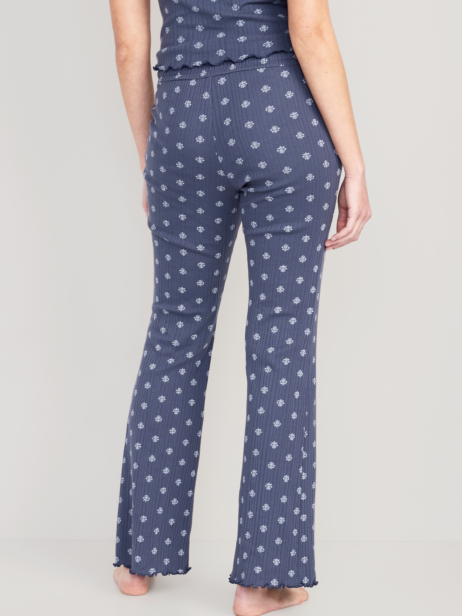 High-Waisted Pointelle-Knit Boot-Cut Pajama Pants | Old Navy