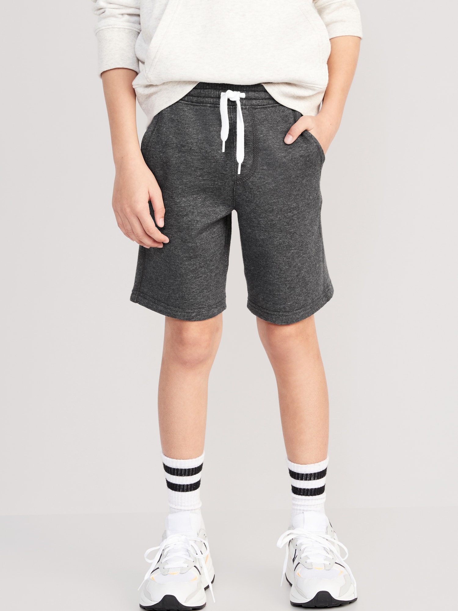 Old Navy Flat Front Fleece Jogger Shorts for Boys (At Knee) gray. 1