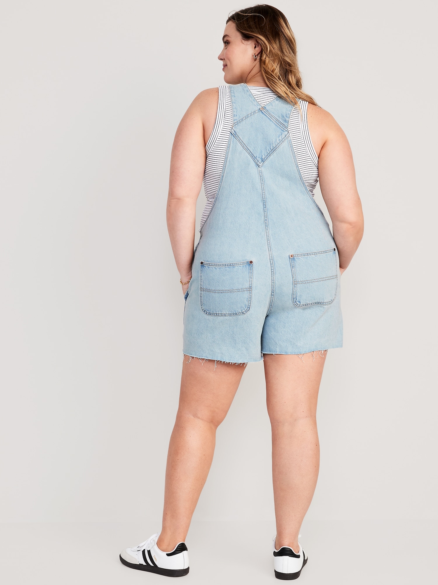 Slouchy Straight Non-Stretch Cut-Off Short Overalls for Women -- 3.5-inch inseam | Old Navy
