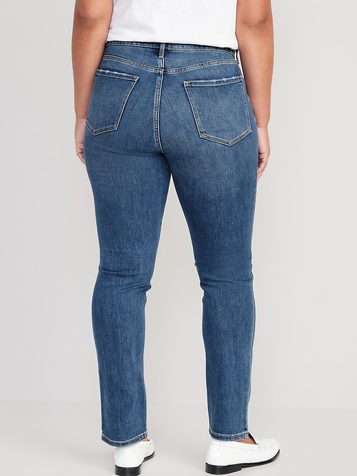 Image number 6 showing, High-Waisted Distressed Power Slim Straight Jeans For Women
