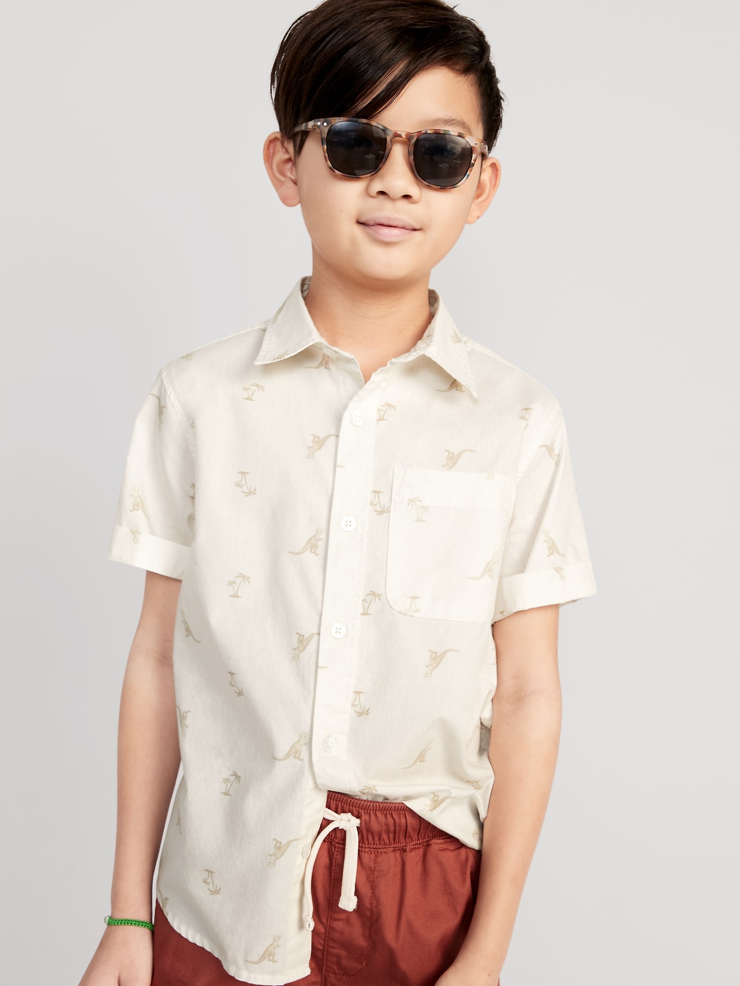 Old Navy Short-Sleeve Printed Poplin Shirt for Boys multi. 1