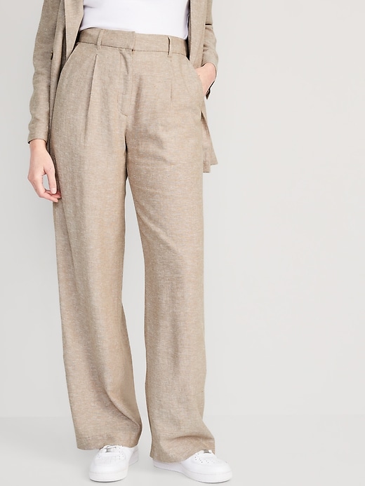 Image number 1 showing, Extra High-Waisted Taylor Wide-Leg Trouser Pants