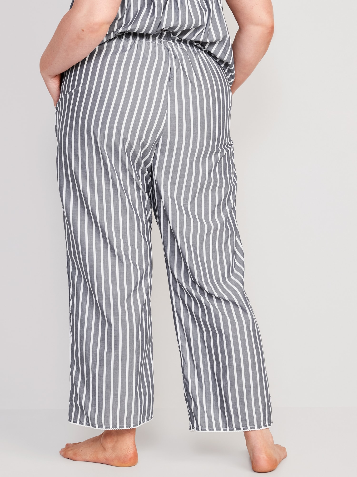 High-Waisted Striped Pajama Pants