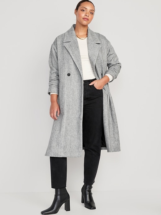 Image number 5 showing, Long Slouchy Double-Breasted Coat for Women