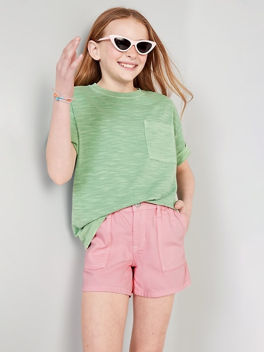 View large product image 2 of 4. Elasticized Waist Workwear Non-Stretch Jean Shorts for Girls