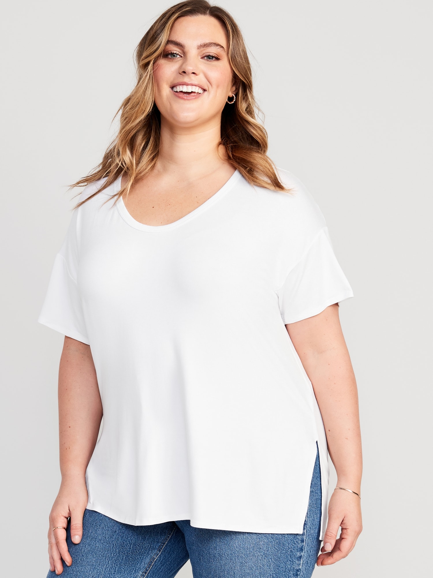 Oversized Luxe Voop-Neck Tunic T-Shirt for Women | Old Navy