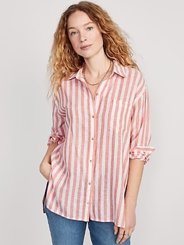 GAP Blue hot Striped Linen Blend