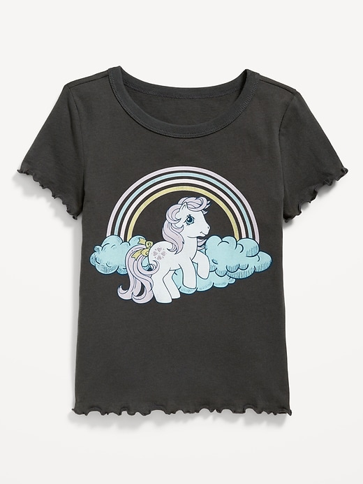 Rib-Knit Lettuce-Edge Licensed Pop-Culture T-Shirt for Girls