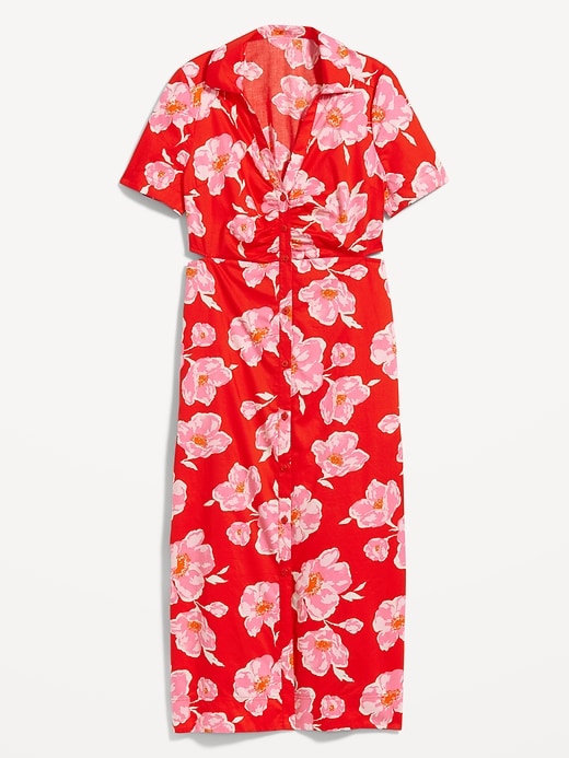 cut out dress old navy Fit & Flare Puff-Sleeve Smocked Cutout Mini Dress