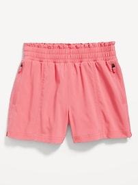 View large product image 3 of 5. High-Waisted StretchTech Zip-Pocket Performance Shorts for Girls
