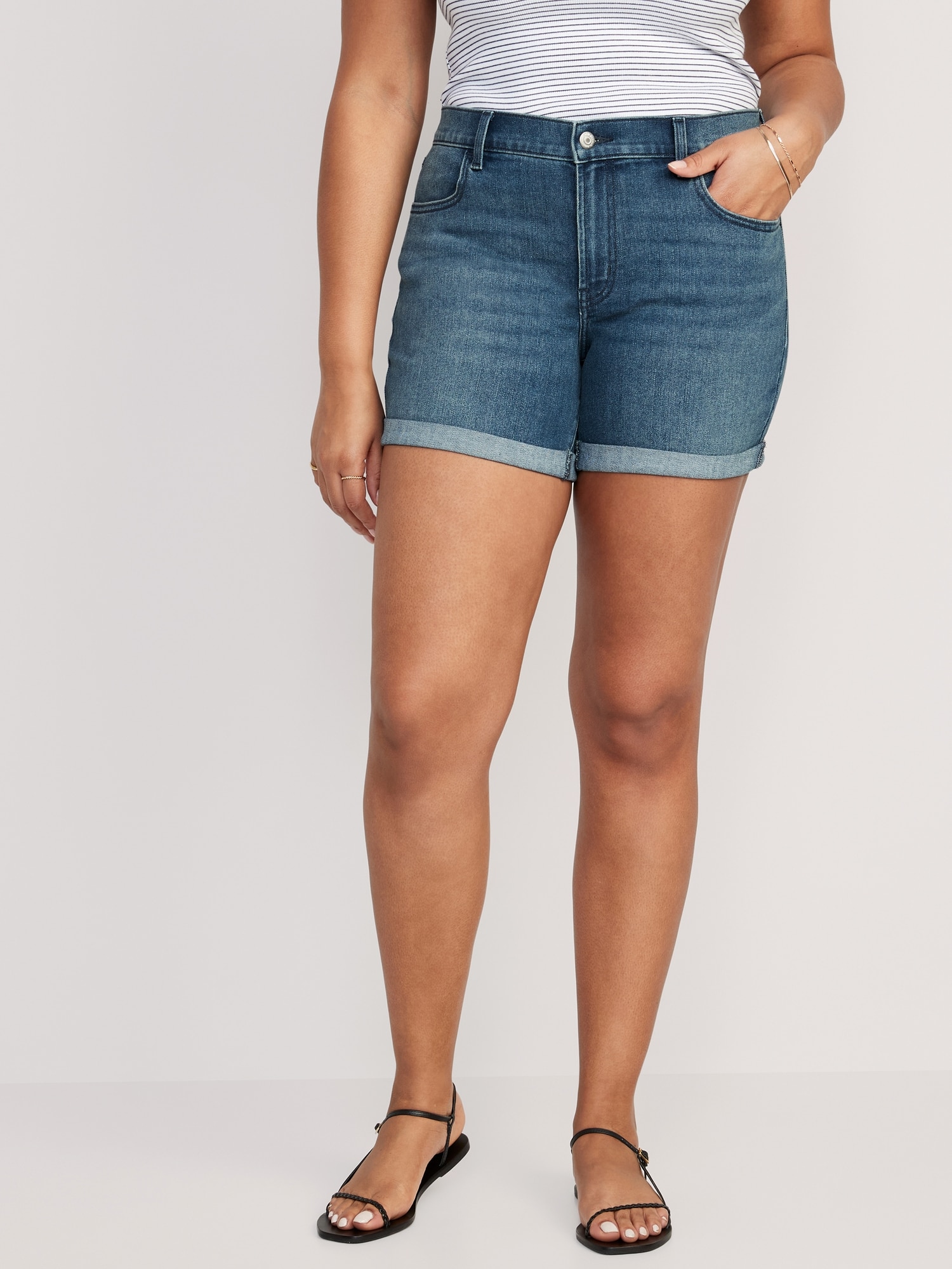 Mid-Rise Wow Jean Shorts -- 5-inch inseam