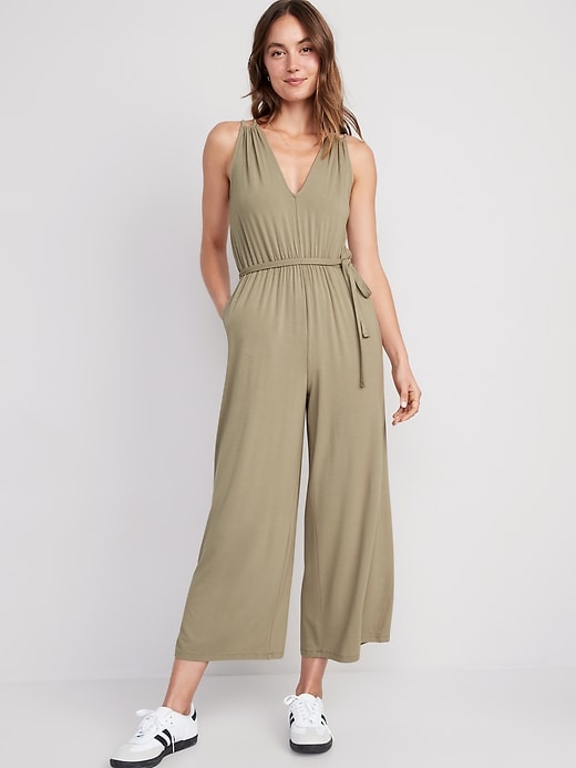 Image number 1 showing, Sleeveless Double-Strap Ankle-Length Jumpsuit