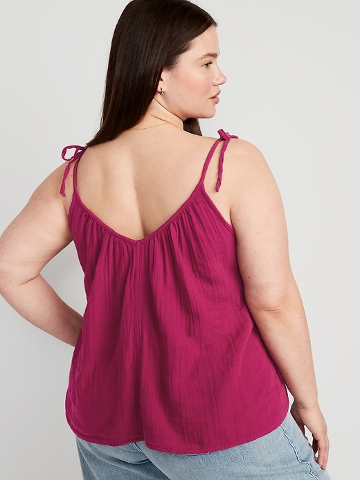 Image number 8 showing, Tie-Shoulder Double-Weave Cami Swing Top for Women