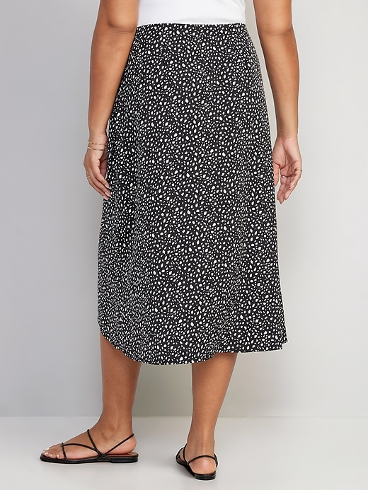Image number 4 showing, High-Waisted Printed Satin Midi A-Line Wrap Skirt