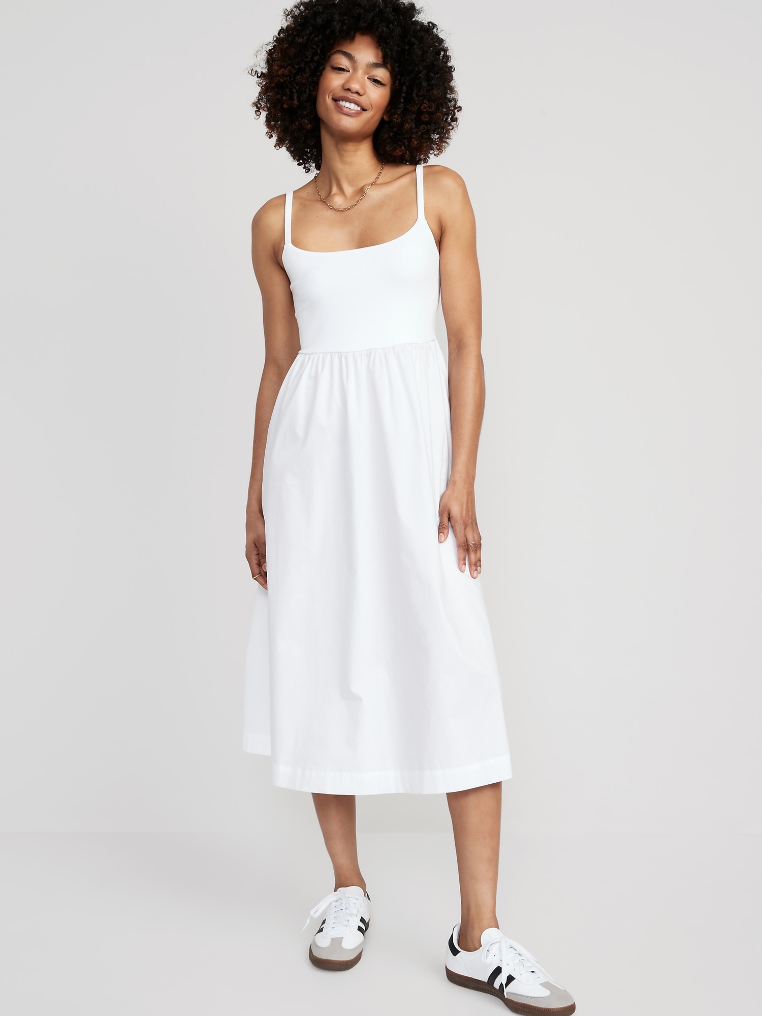 Old Navy Fit & Flare Combination Midi Cami Dress for Women white. 1